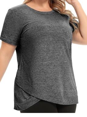 Plus Size 3X Athletic Tunic Top Gray Workout Quick Dry Activewear